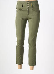 Pantalon 7/8 fermeture zippée sous rabat boutonné vert COUTURIST femme