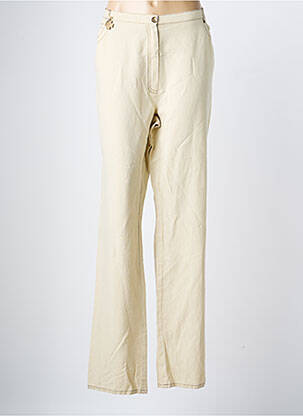 Pantalon droit tissage popeline taille normale beige QUATTRO femme