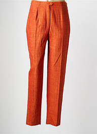 Pantalon droit fermeture zippée sous rabat boutonné taille normale orange BREAL femme