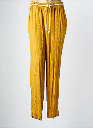 Pantalon droit tissage popeline taille normale jaune GRIFFON femme