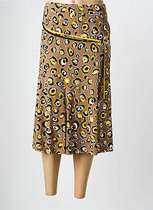 Jupe mi-longue stretch marron FRANK WALDER femme