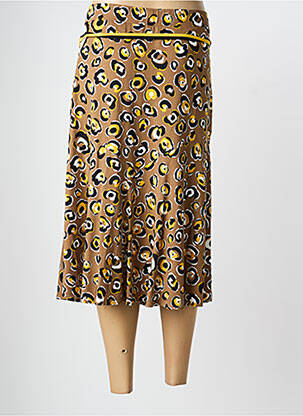 Jupe mi-longue stretch marron FRANK WALDER femme