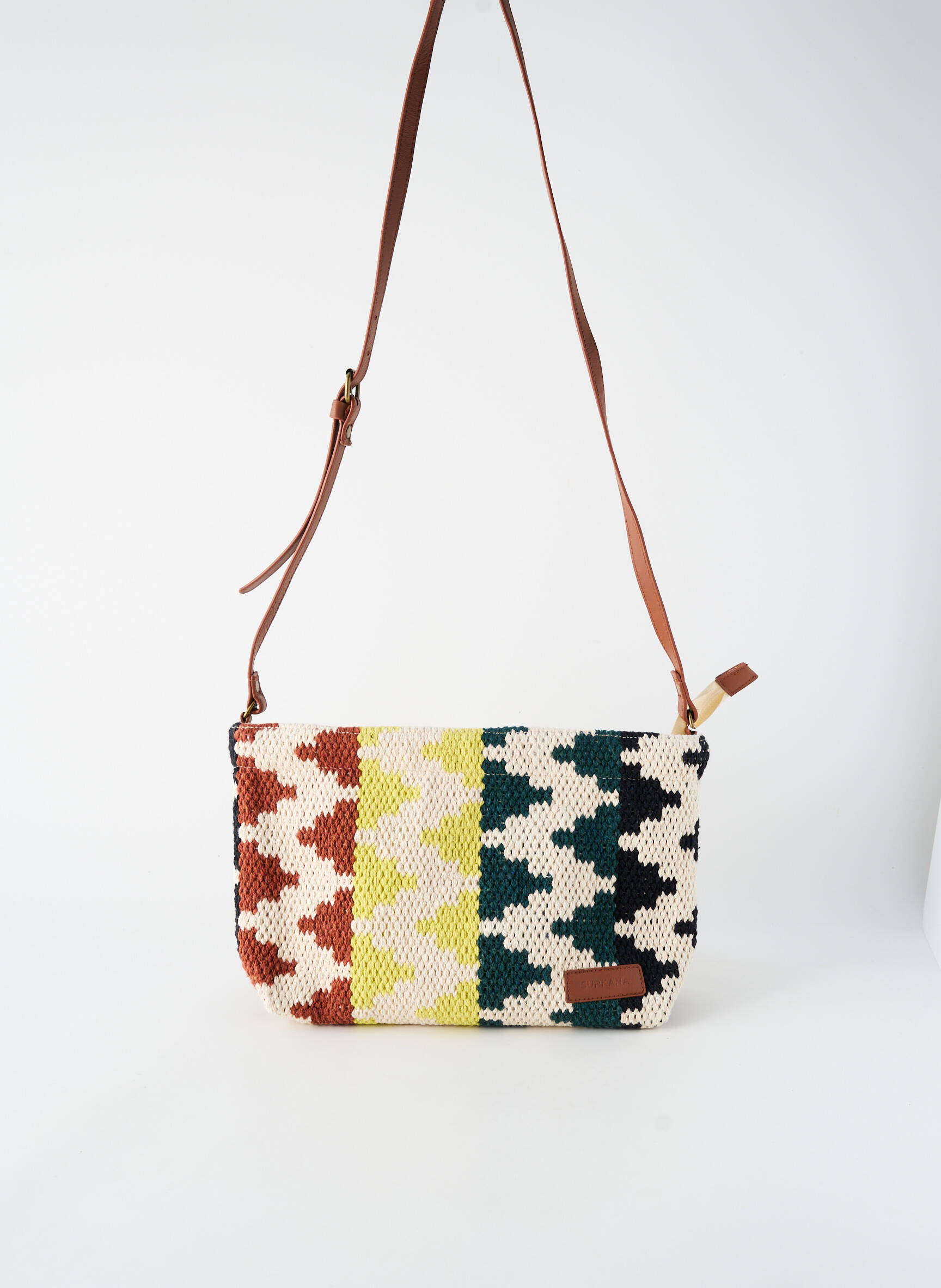 Sac doublure textile forme rectangulaire marron SURKANA femme