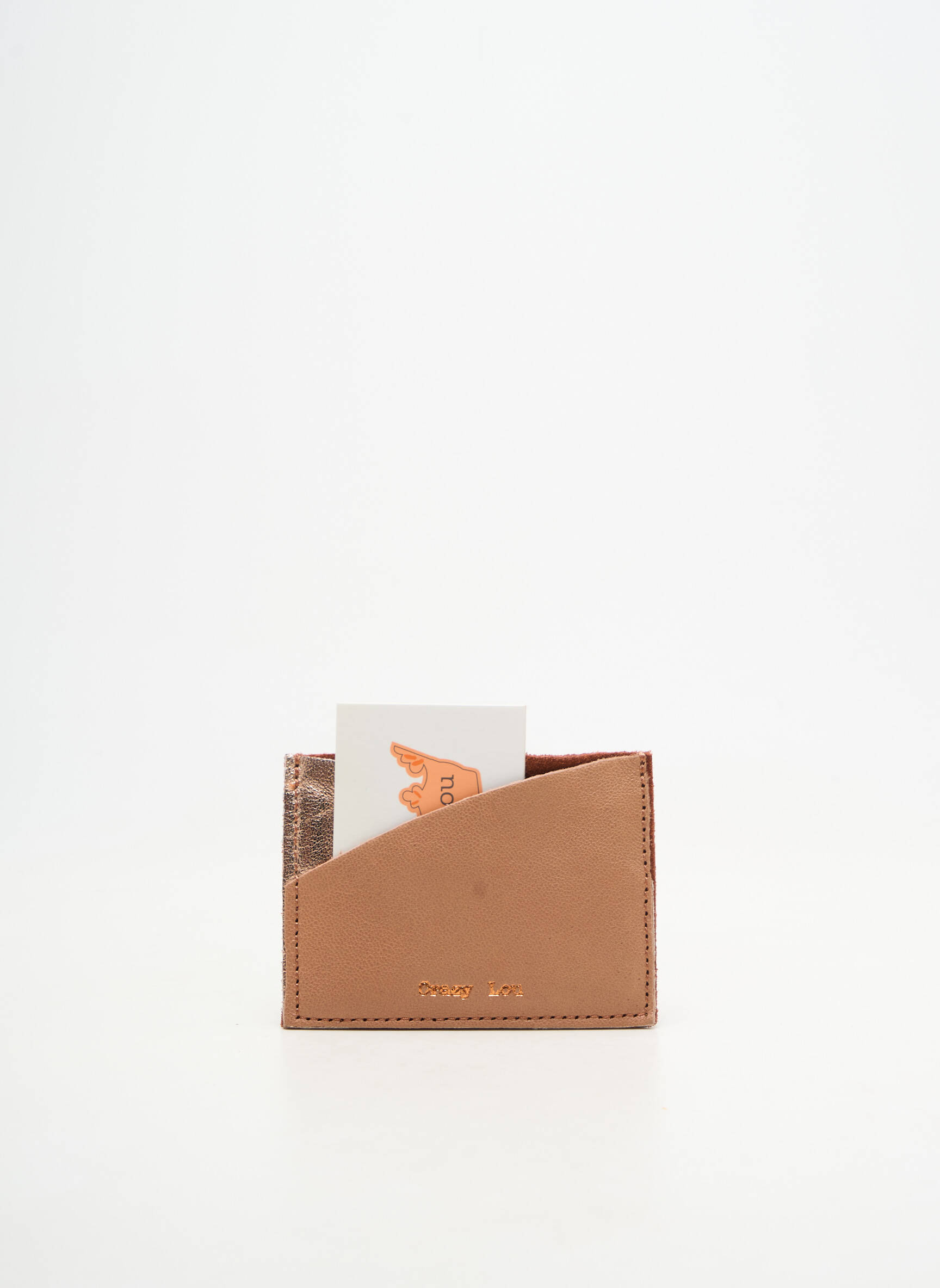 Porte-carte coutures renforcées beige CRAZY LOU femme