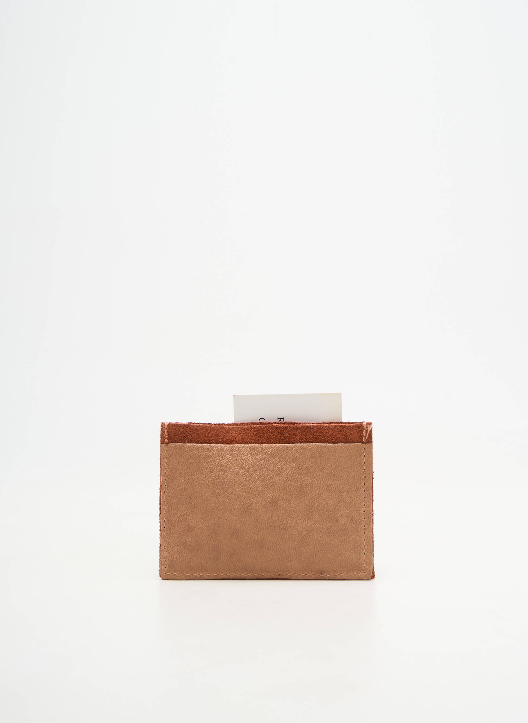 Porte-carte coutures renforcées beige CRAZY LOU femme
