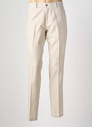Pantalon slim tissage chiné taille normale beige HAFNIUM homme