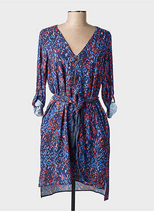 Robe mi-longue imprimé fantaisie manches longues bleu SALSA femme