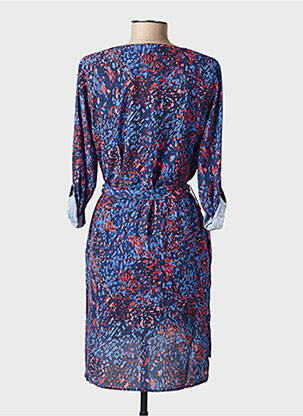 Robe mi-longue imprimé fantaisie manches longues bleu SALSA femme