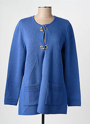 Gilet manches longues col rond bleu PAUPORTÉ femme