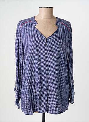 Blouse tissage popeline manches longues bleu PAUPORTÉ femme