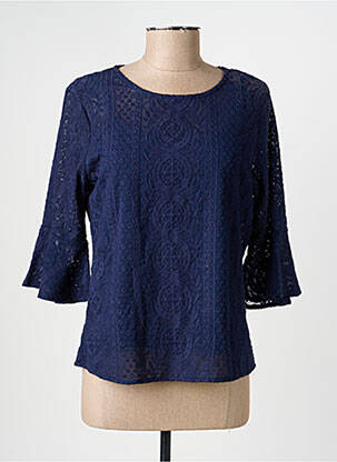 Top coupe cintrée manches 3/4 bleu CHRISTINE LAURE femme