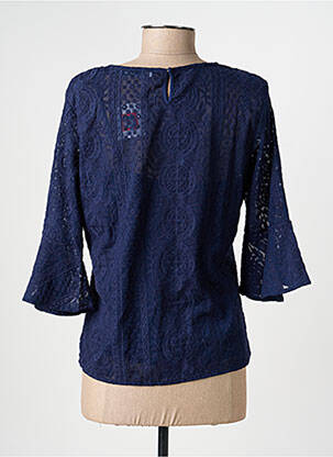 Top coupe cintrée manches 3/4 bleu CHRISTINE LAURE femme