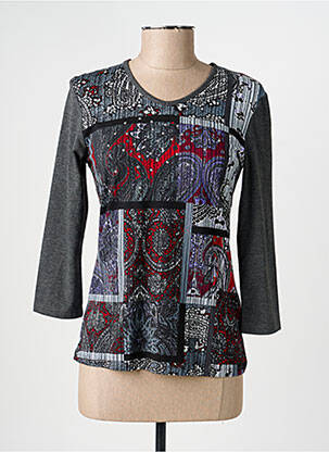 T-shirt manches 3/4 manches 3/4 gris CHRISTINE LAURE femme