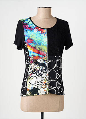 T-shirt imprimé fantaisie manches courtes noir PAUSE CAFE femme
