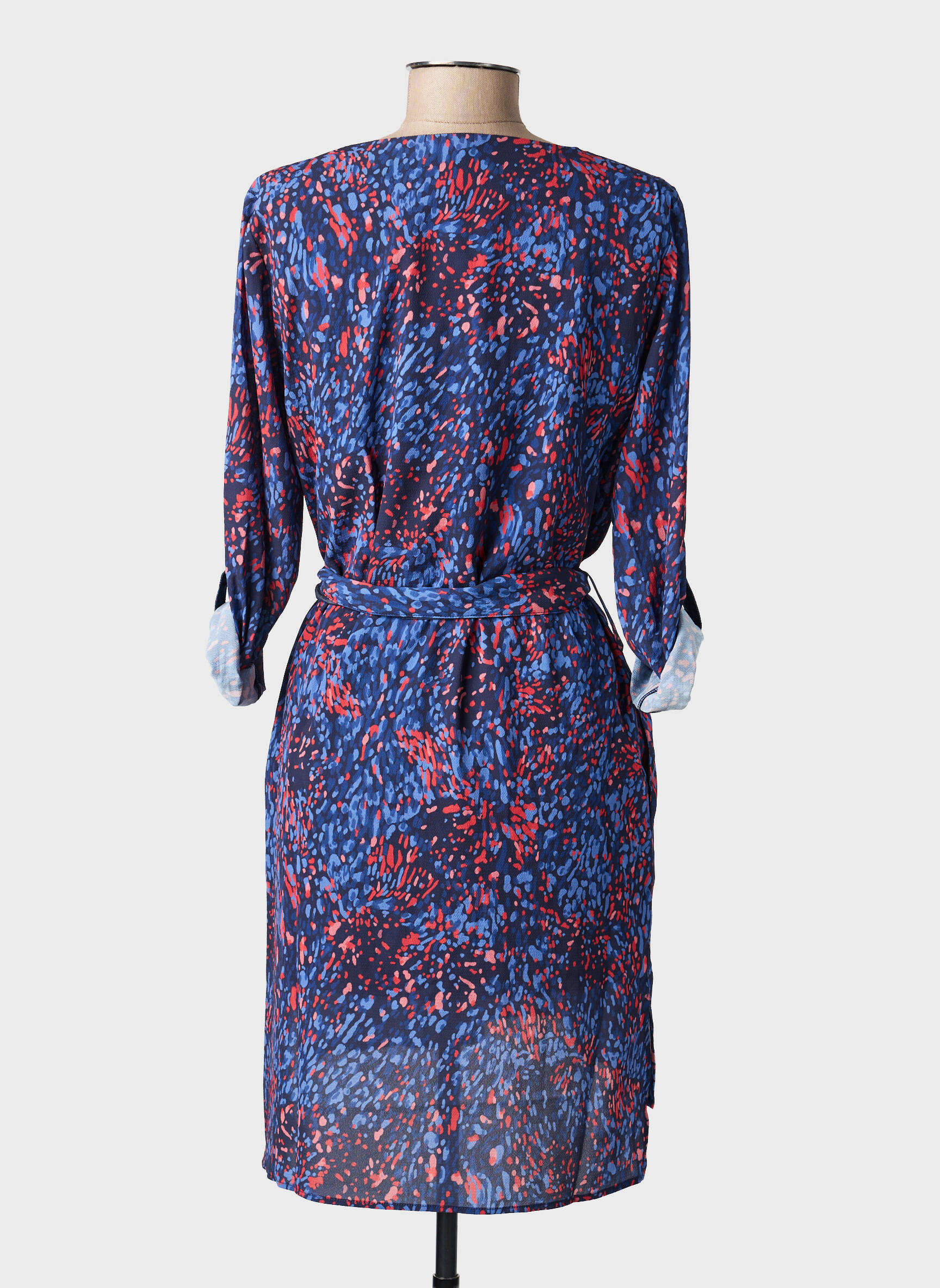 Robe mi-longue imprimé fantaisie manches longues bleu SALSA femme