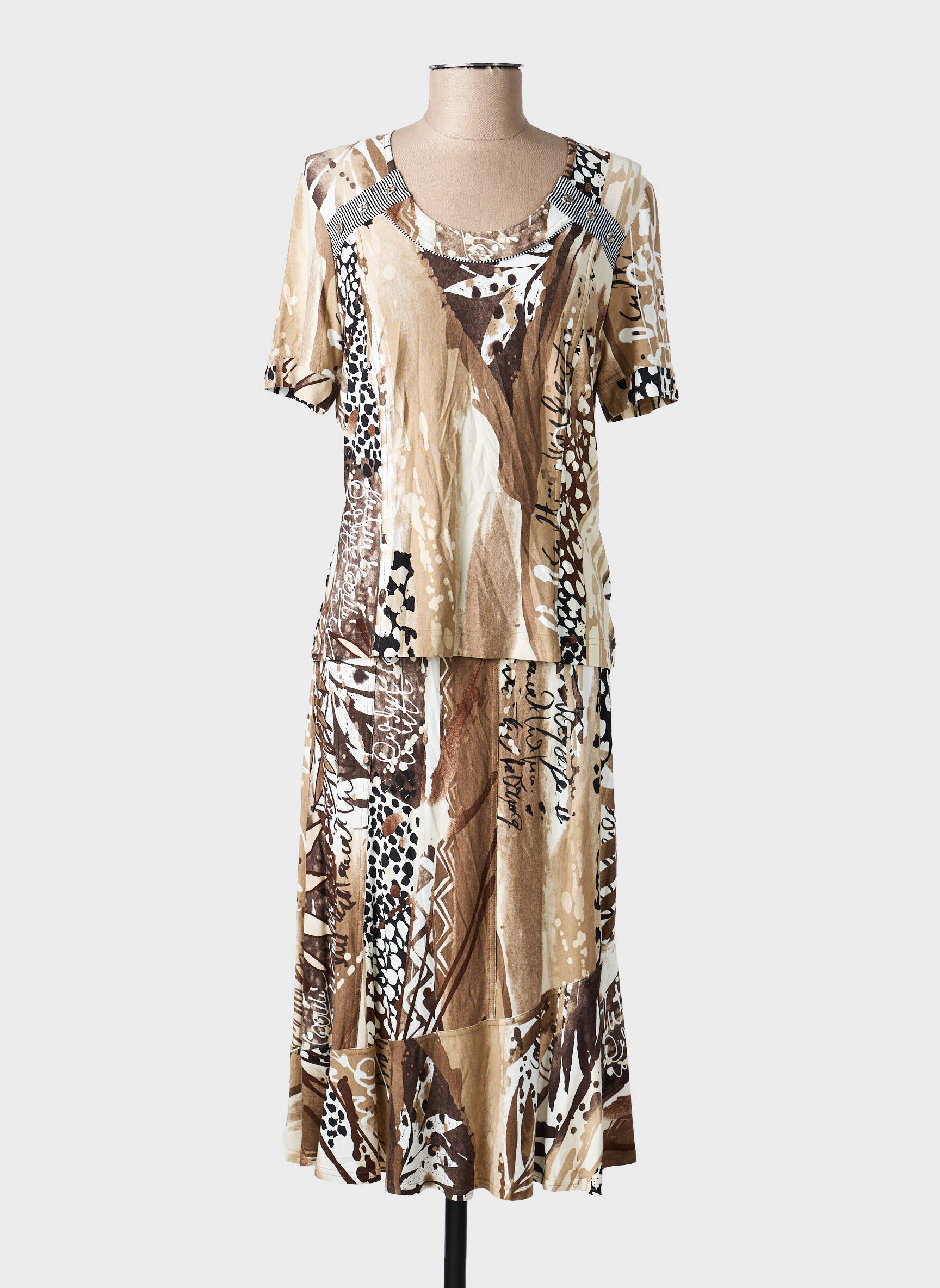 Ensemble jupe coupe cintrée marron PAUPORTÉ femme