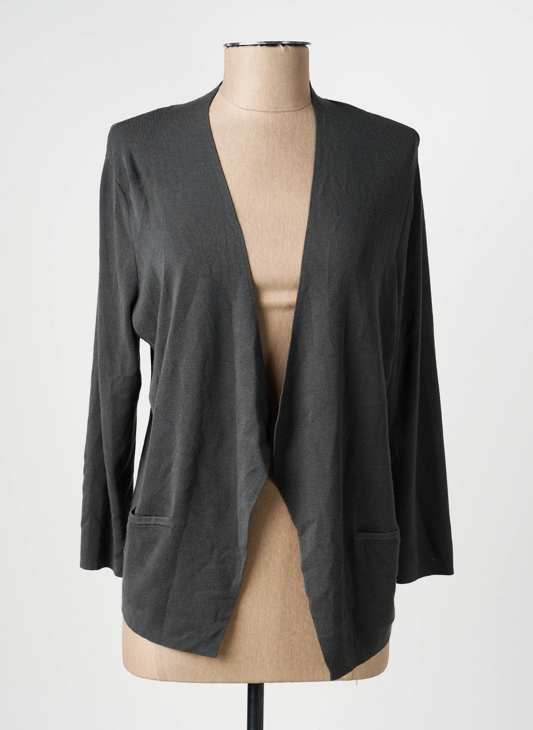 Gilet manches longues col v gris OLSEN femme