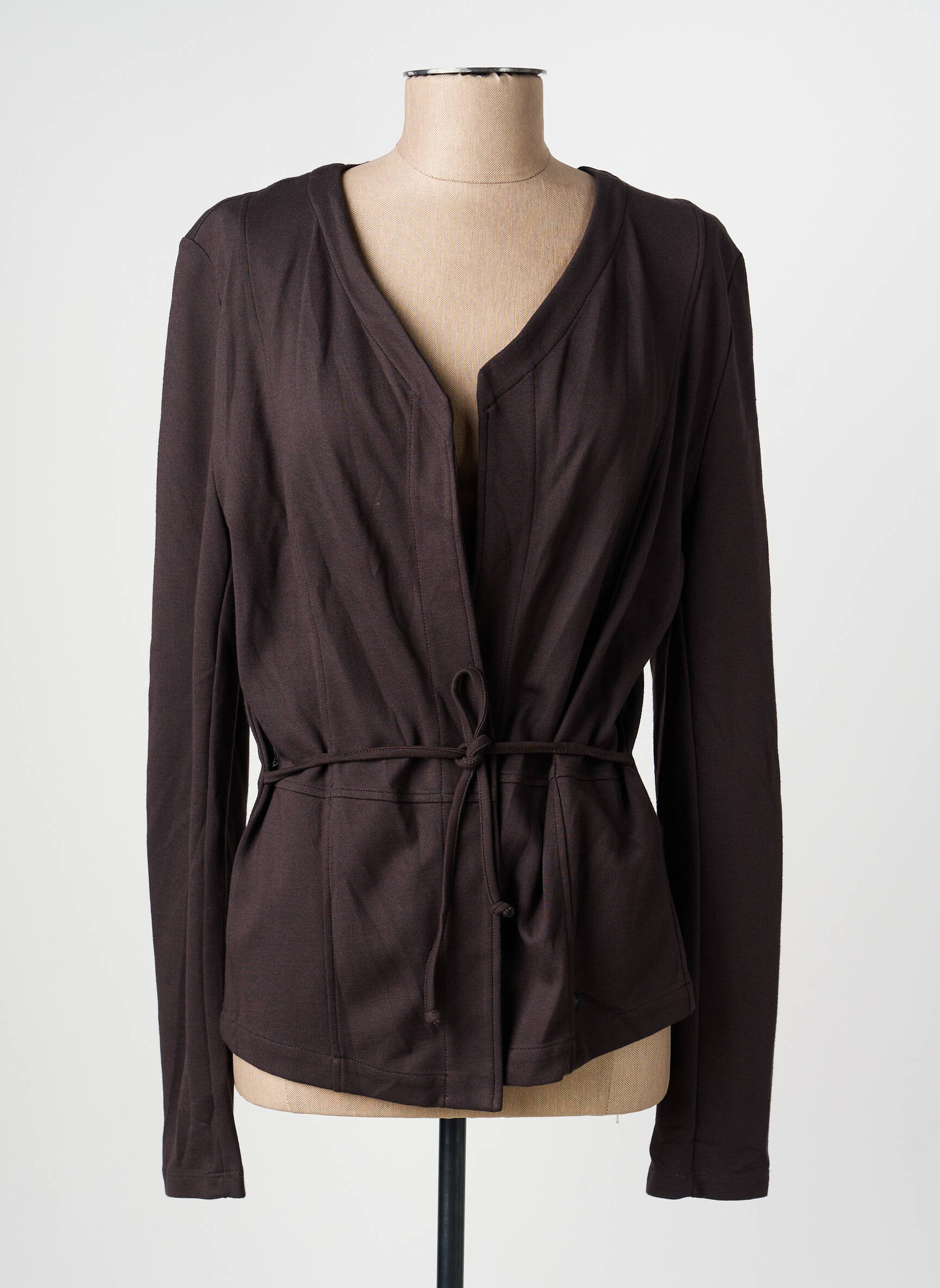 Gilet manches longues col rond marron OLSEN femme