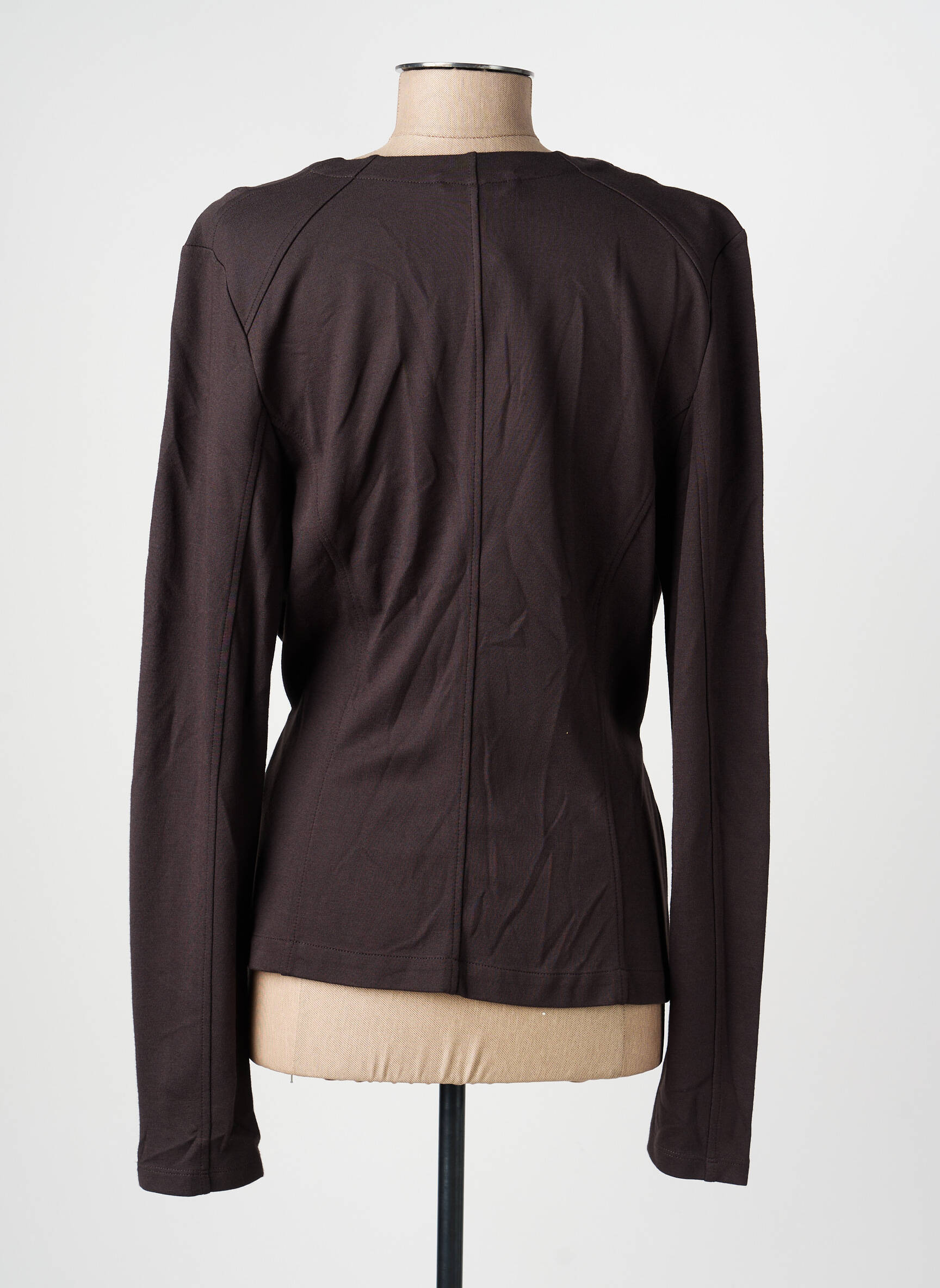 Gilet manches longues col rond marron OLSEN femme