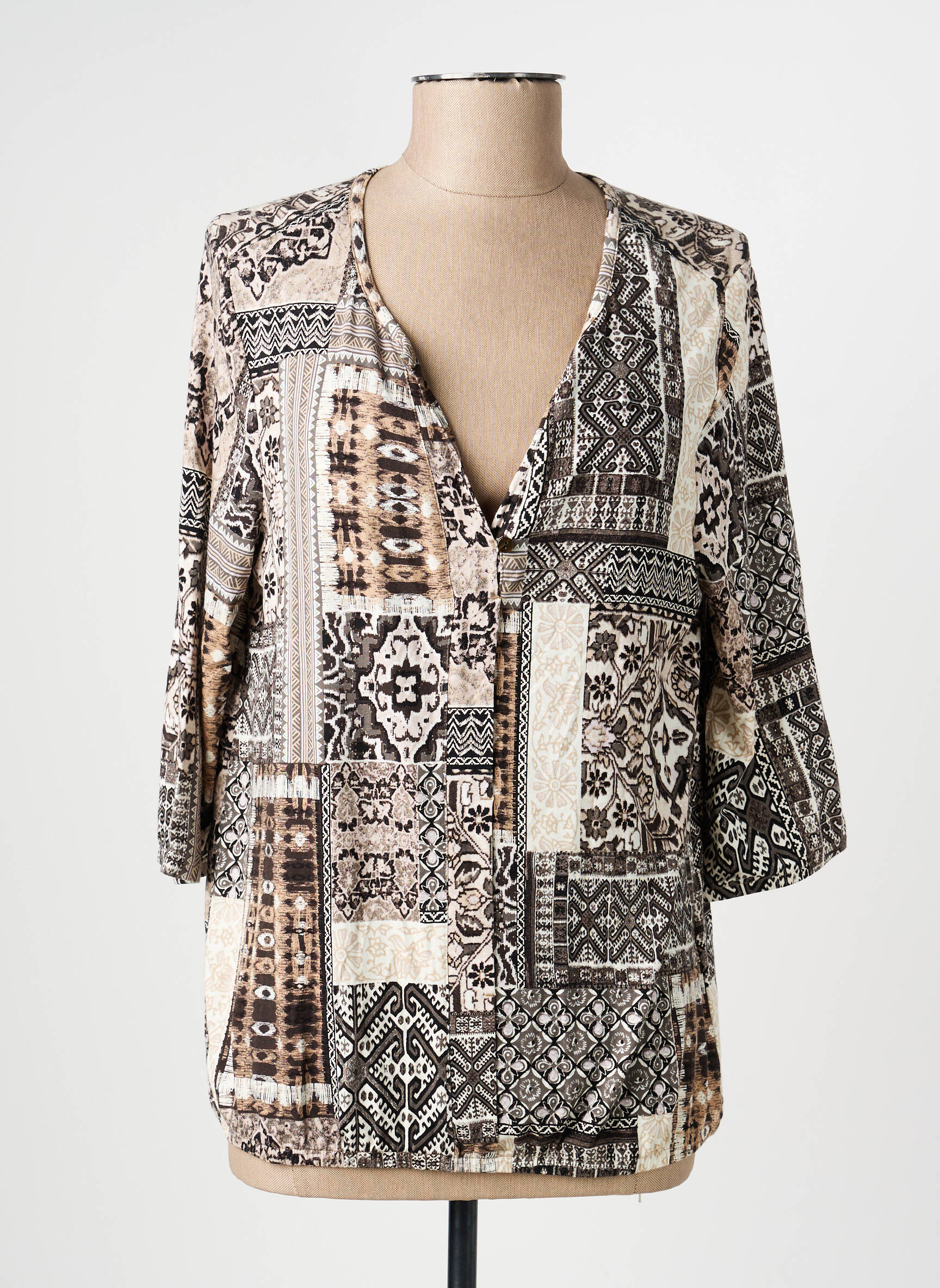 T-shirt manches 3/4 manches 3/4 marron OLSEN femme