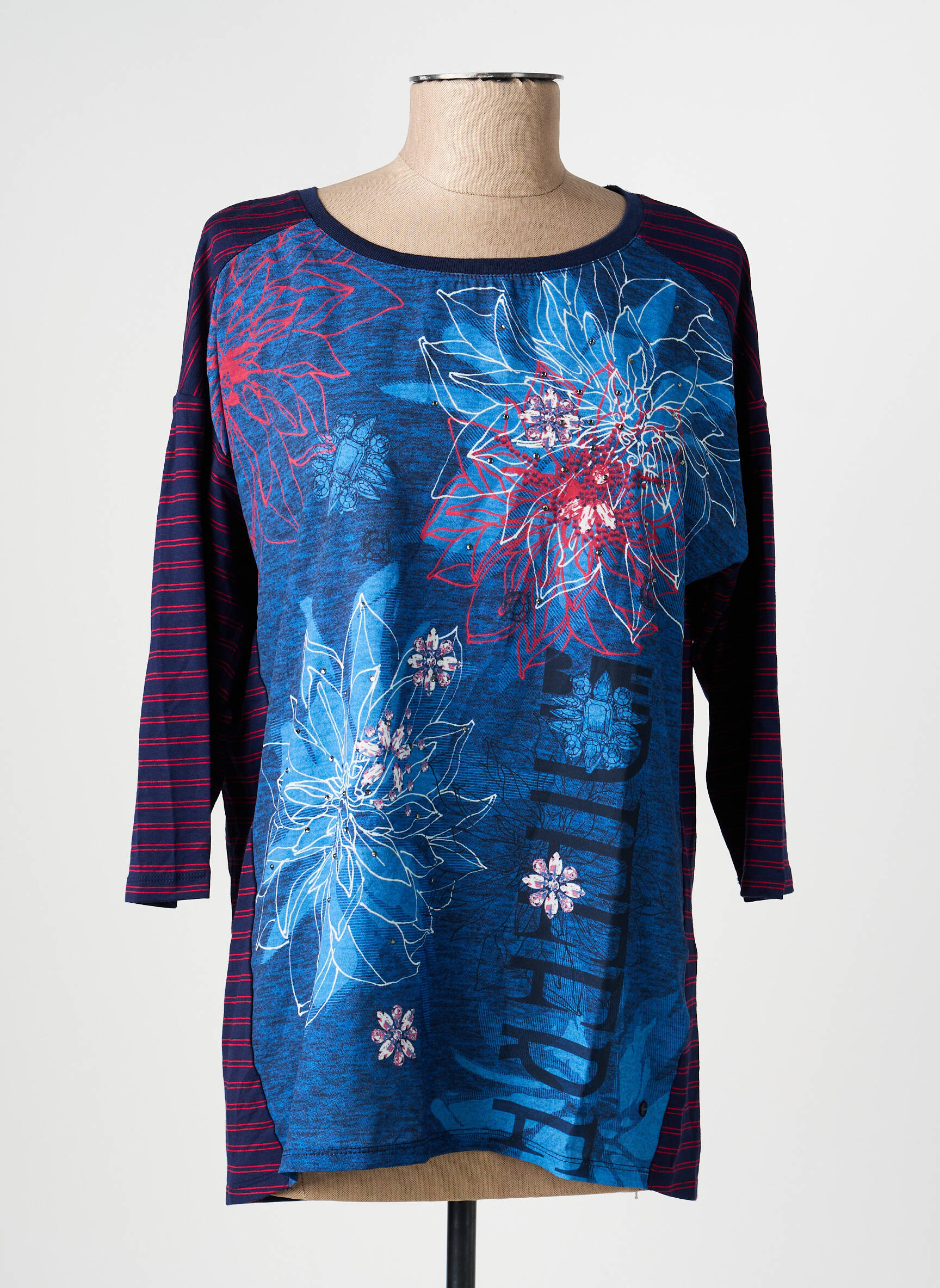 T-shirt manches 3/4 manches 3/4 bleu OLSEN femme