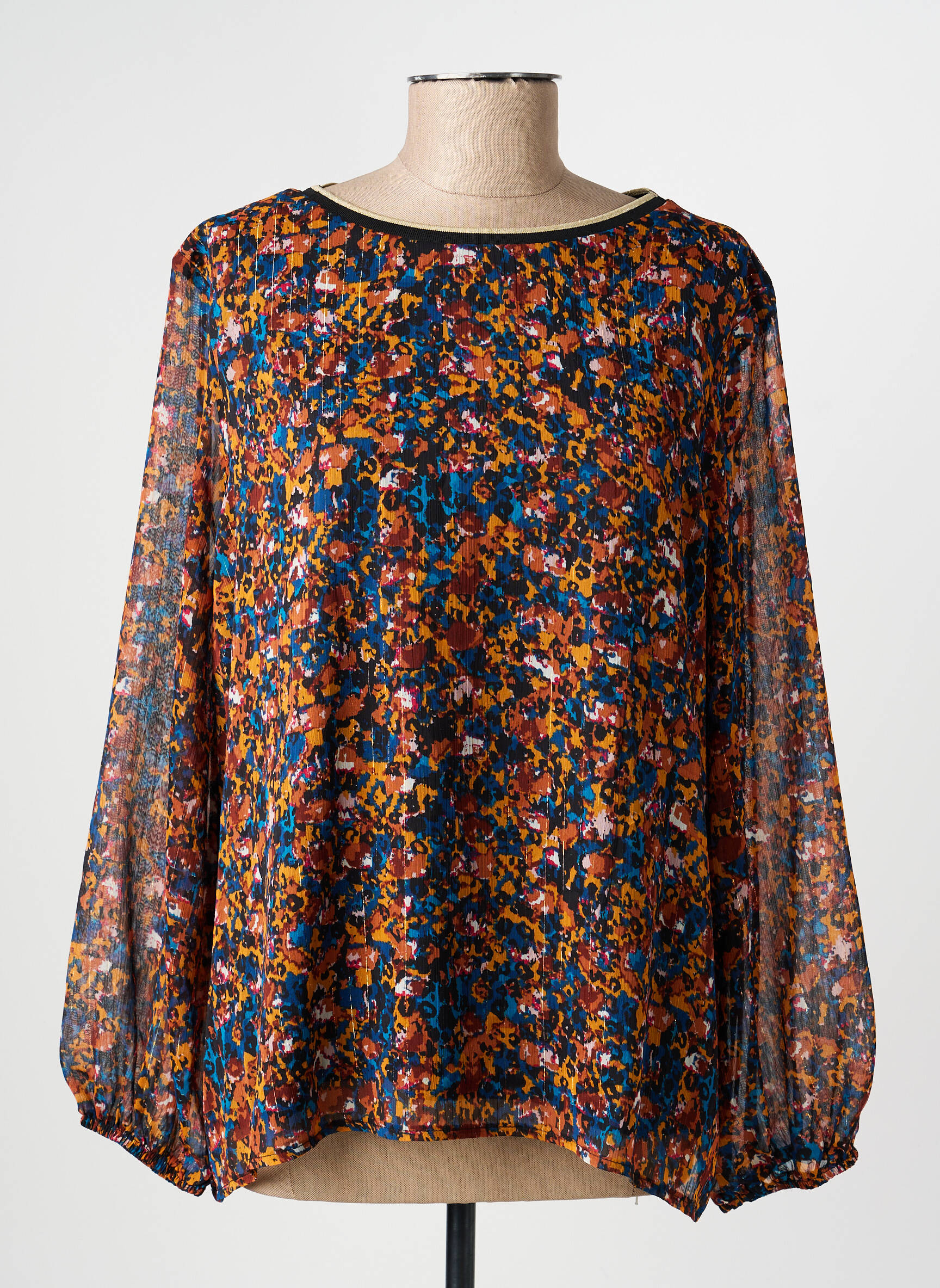 Top tissage crêpe manches longues orange CHRISTINE LAURE femme