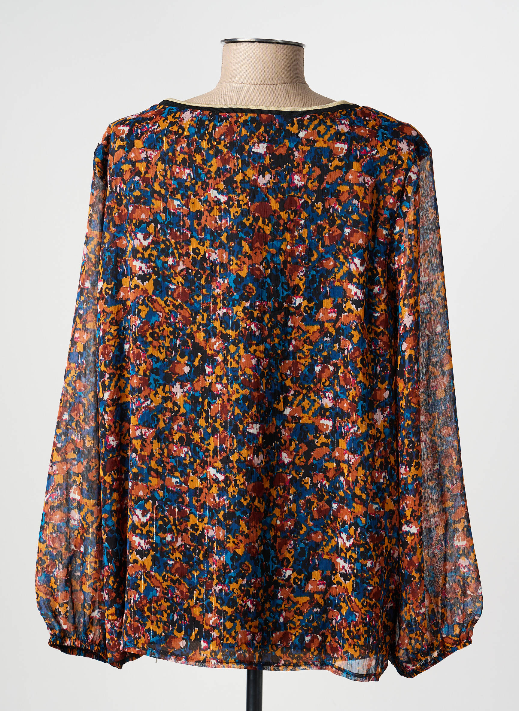 Top tissage crêpe manches longues orange CHRISTINE LAURE femme