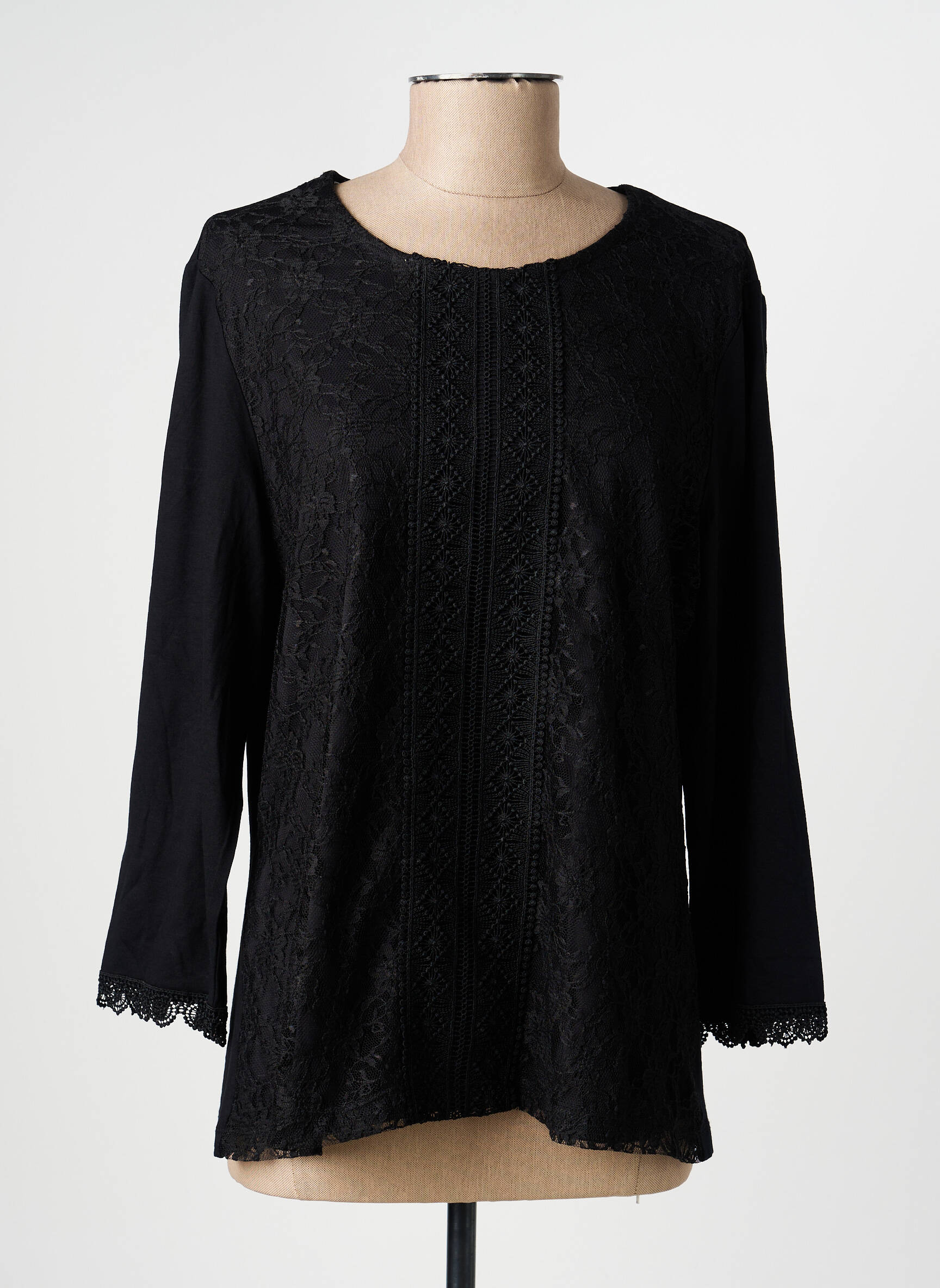 T-shirt manches longues manches longues noir CHRISTINE LAURE femme