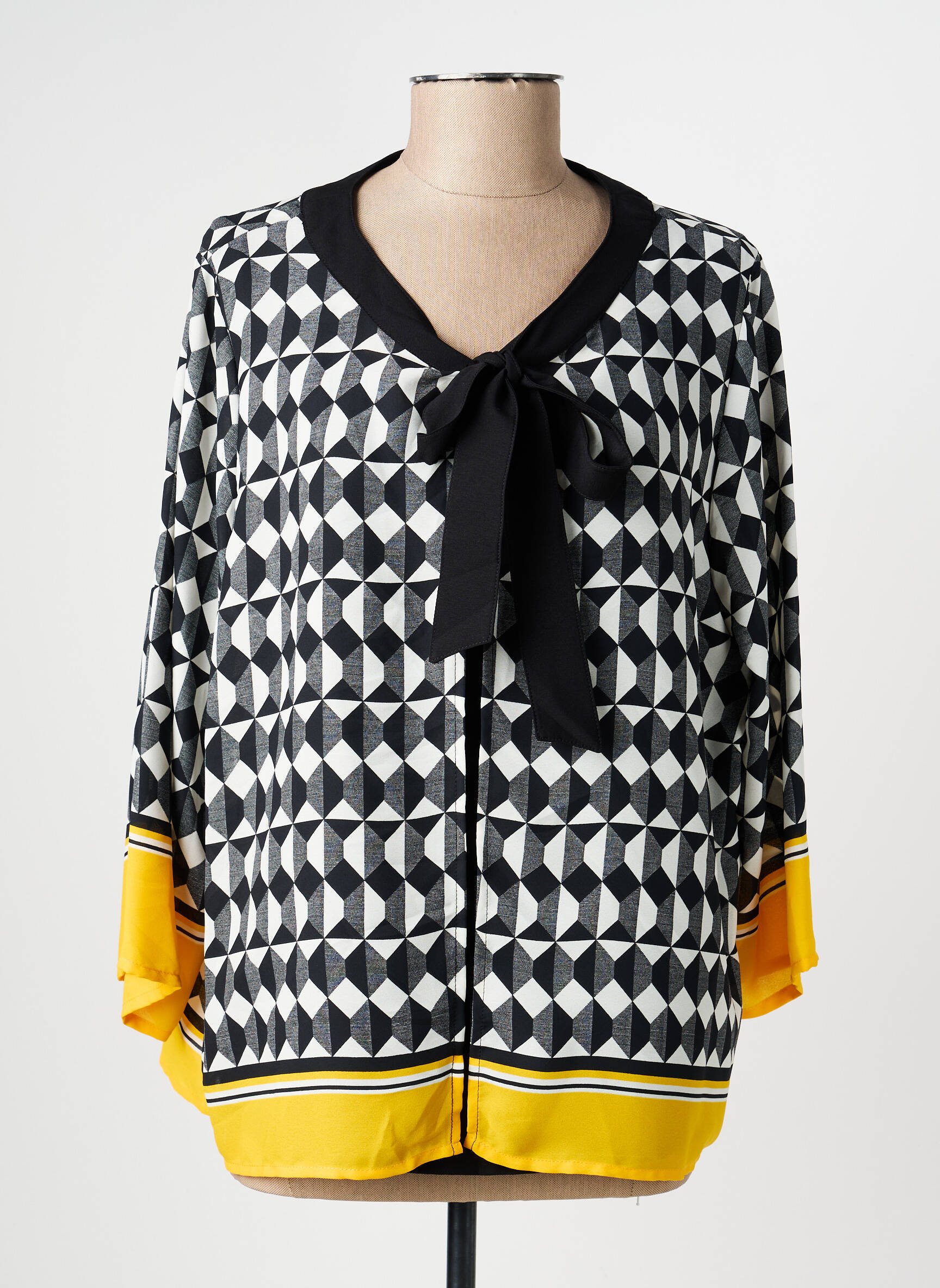 Blouse imprimé fantaisie manches 3/4 noir CHRISTINE LAURE femme