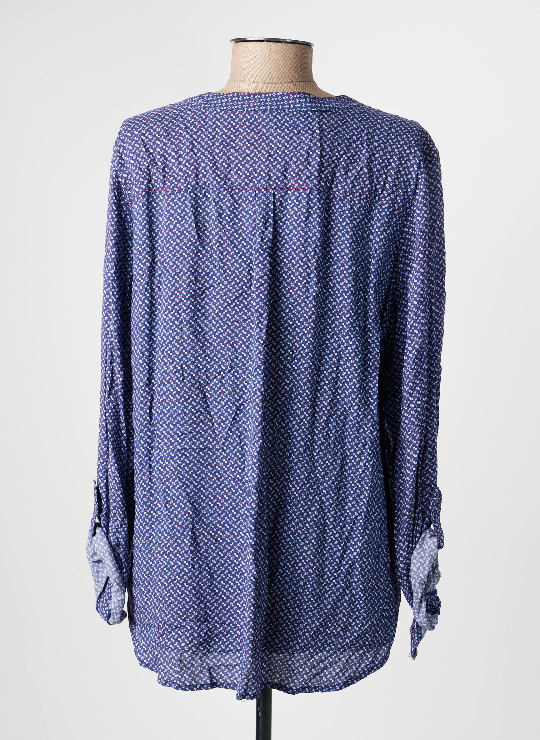 Blouse tissage popeline manches longues bleu PAUPORTÉ femme