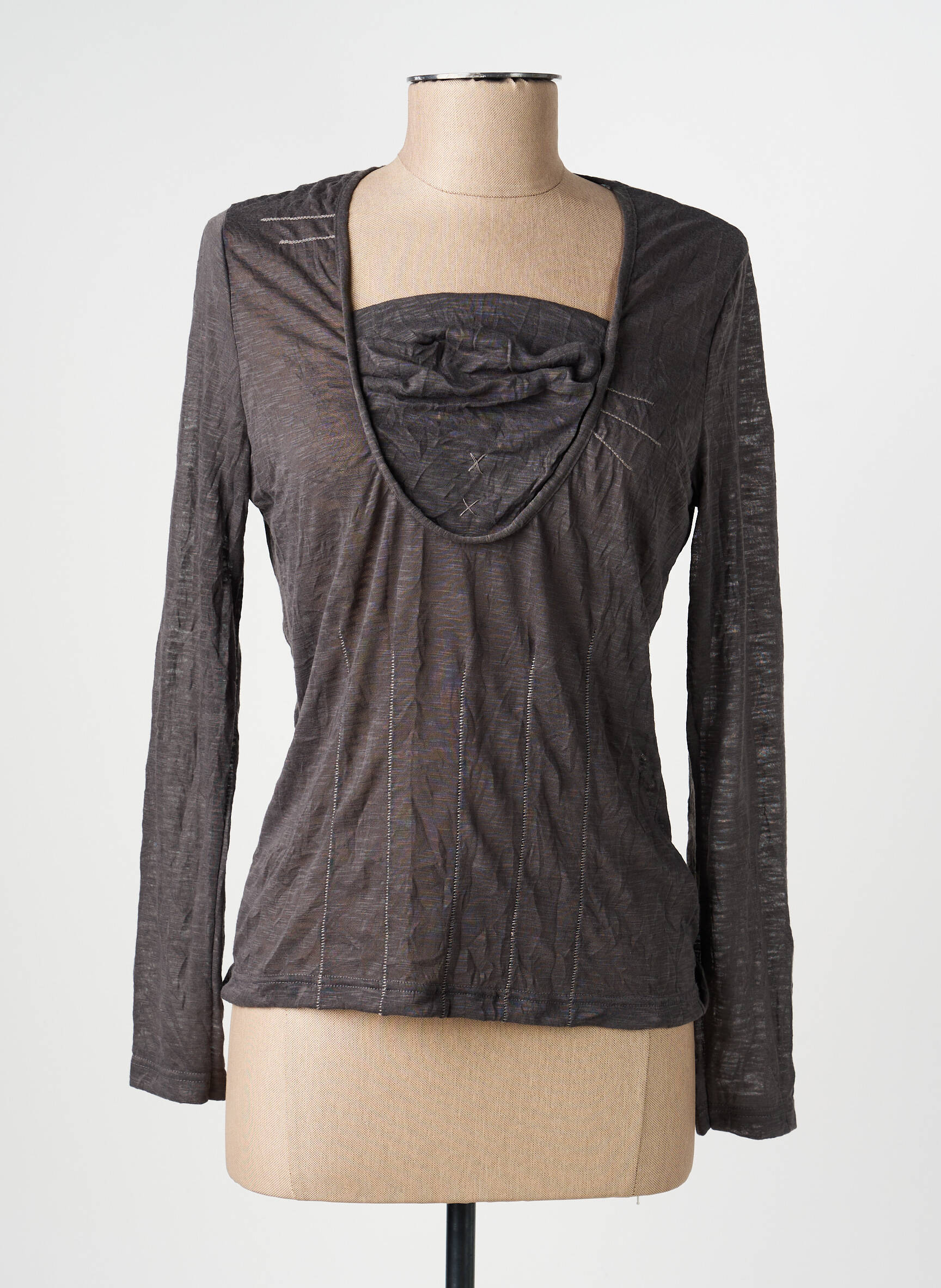T-shirt manches longues manches longues gris PAUSE CAFE femme