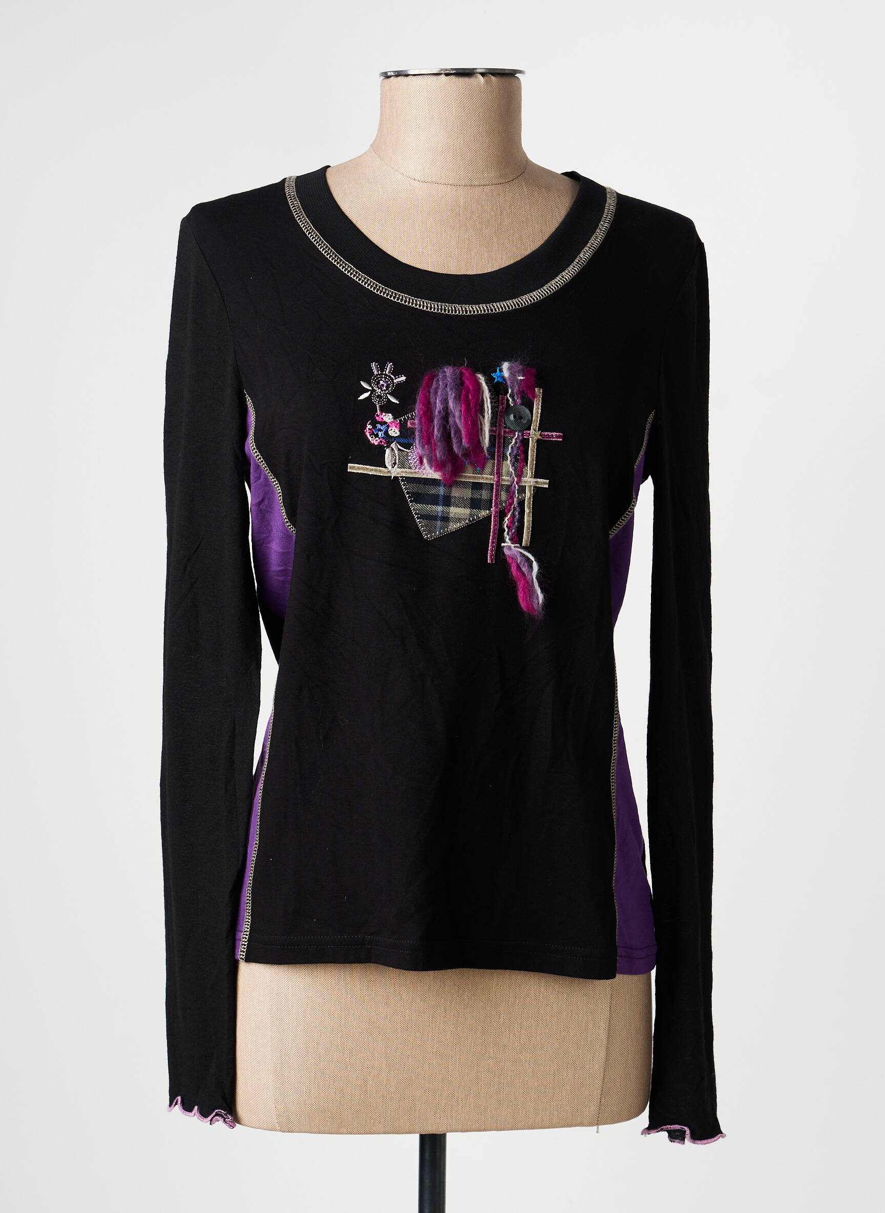 T-shirt manches longues manches longues noir PAUSE CAFE femme
