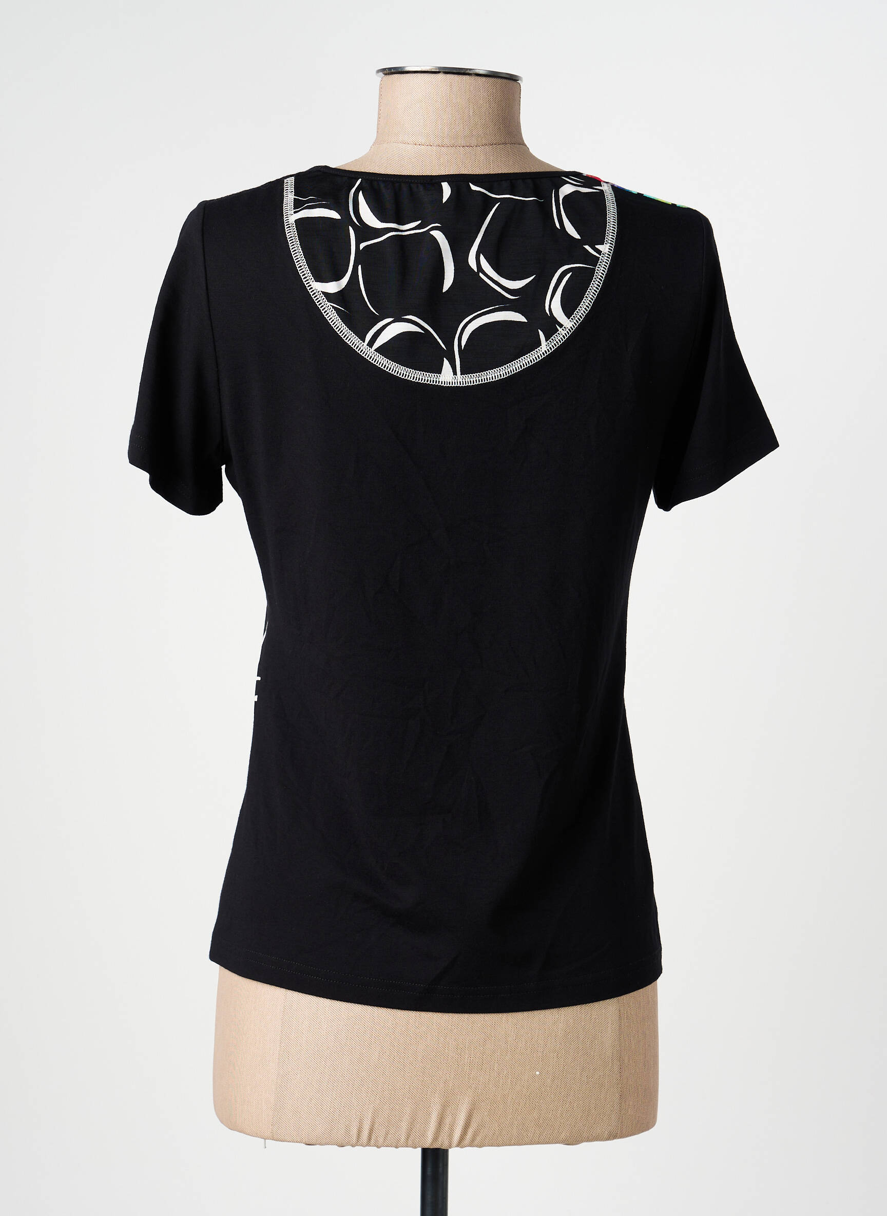 T-shirt imprimé fantaisie manches courtes noir PAUSE CAFE femme