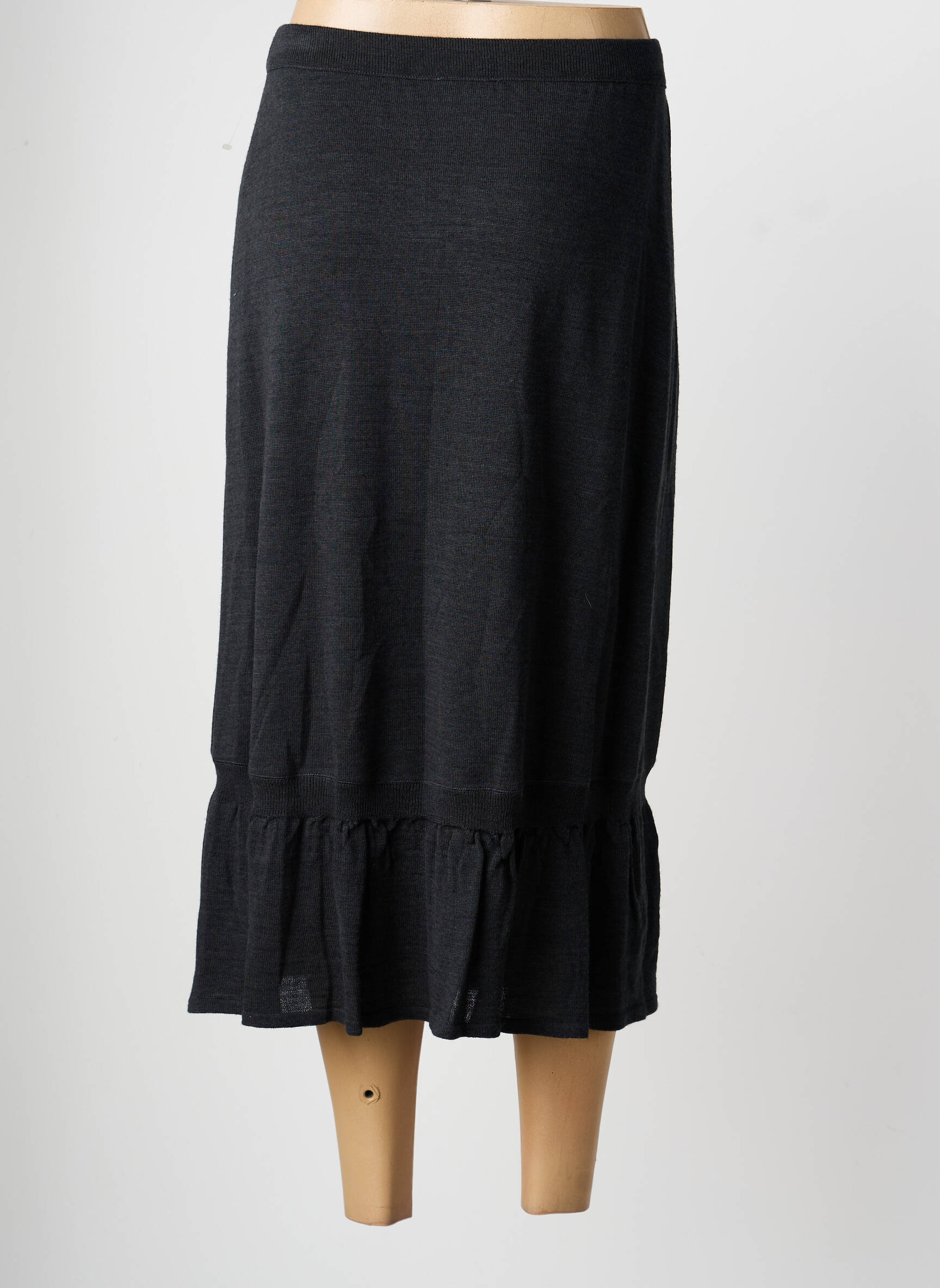 Jupe longue coupe droite gris PAUPORTÉ femme