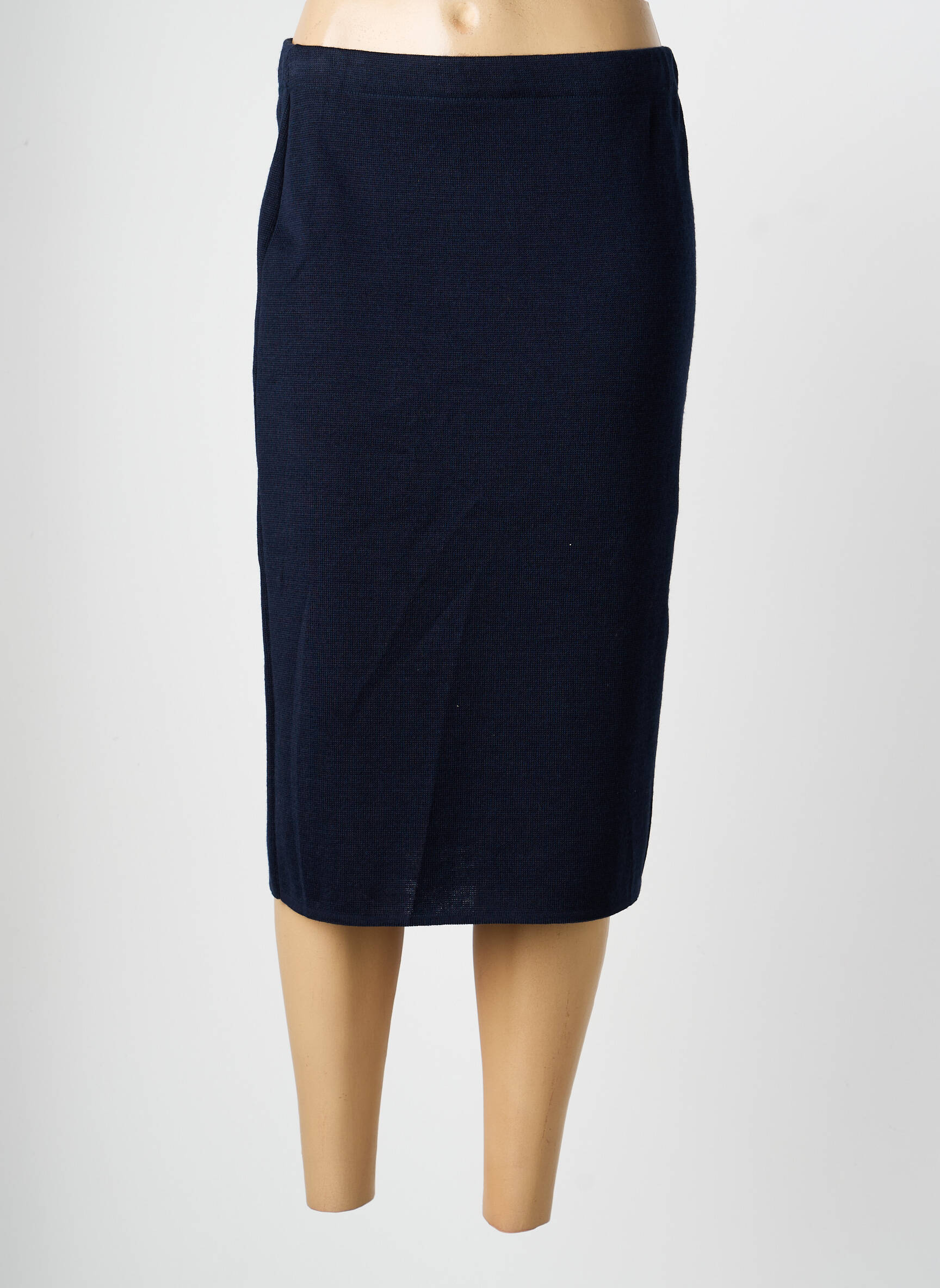 Jupe mi-longue coupe droite bleu LEWINGER femme