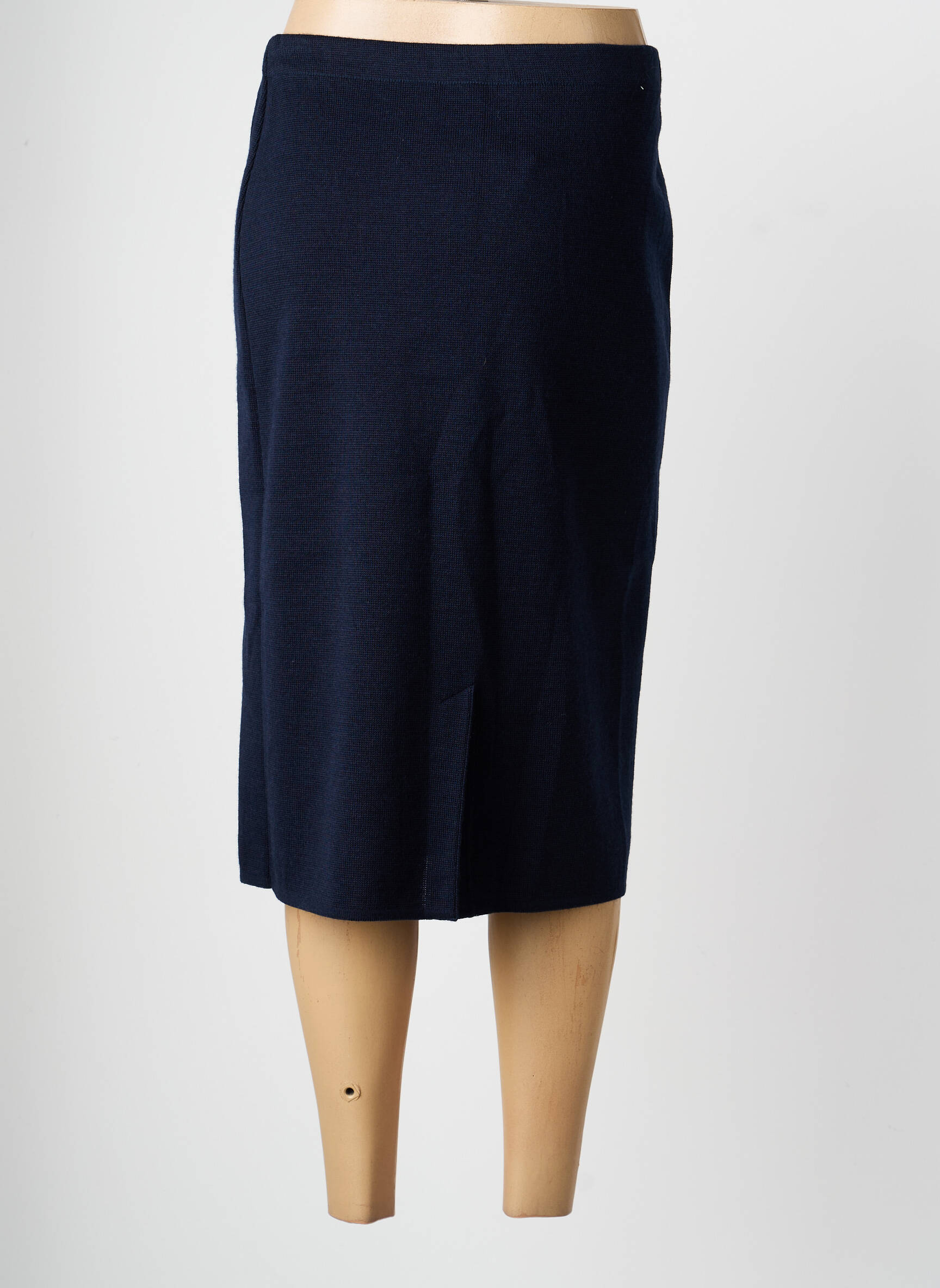 Jupe mi-longue coupe droite bleu LEWINGER femme