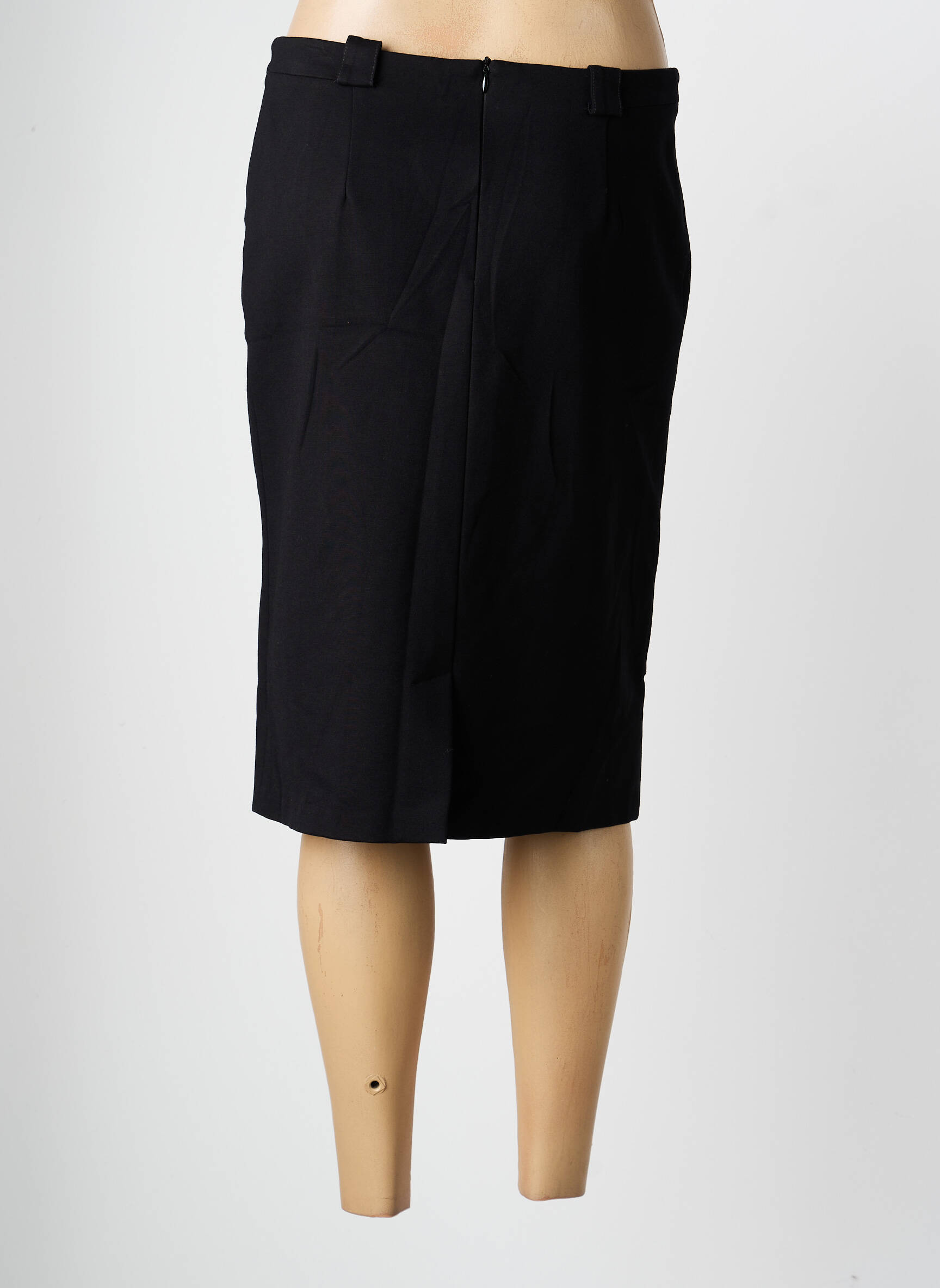 Jupe mi-longue fermeture zippée au dos noir CHRISTINE LAURE femme