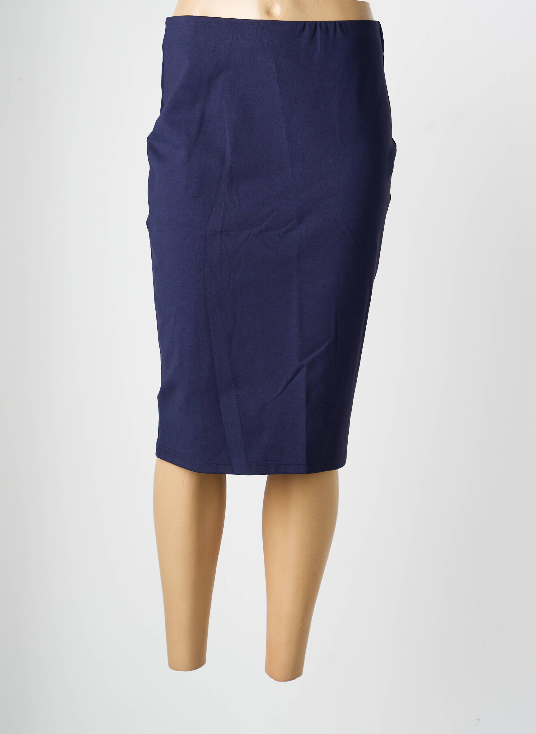Jupe mi-longue stretch bleu PAUSE CAFE femme
