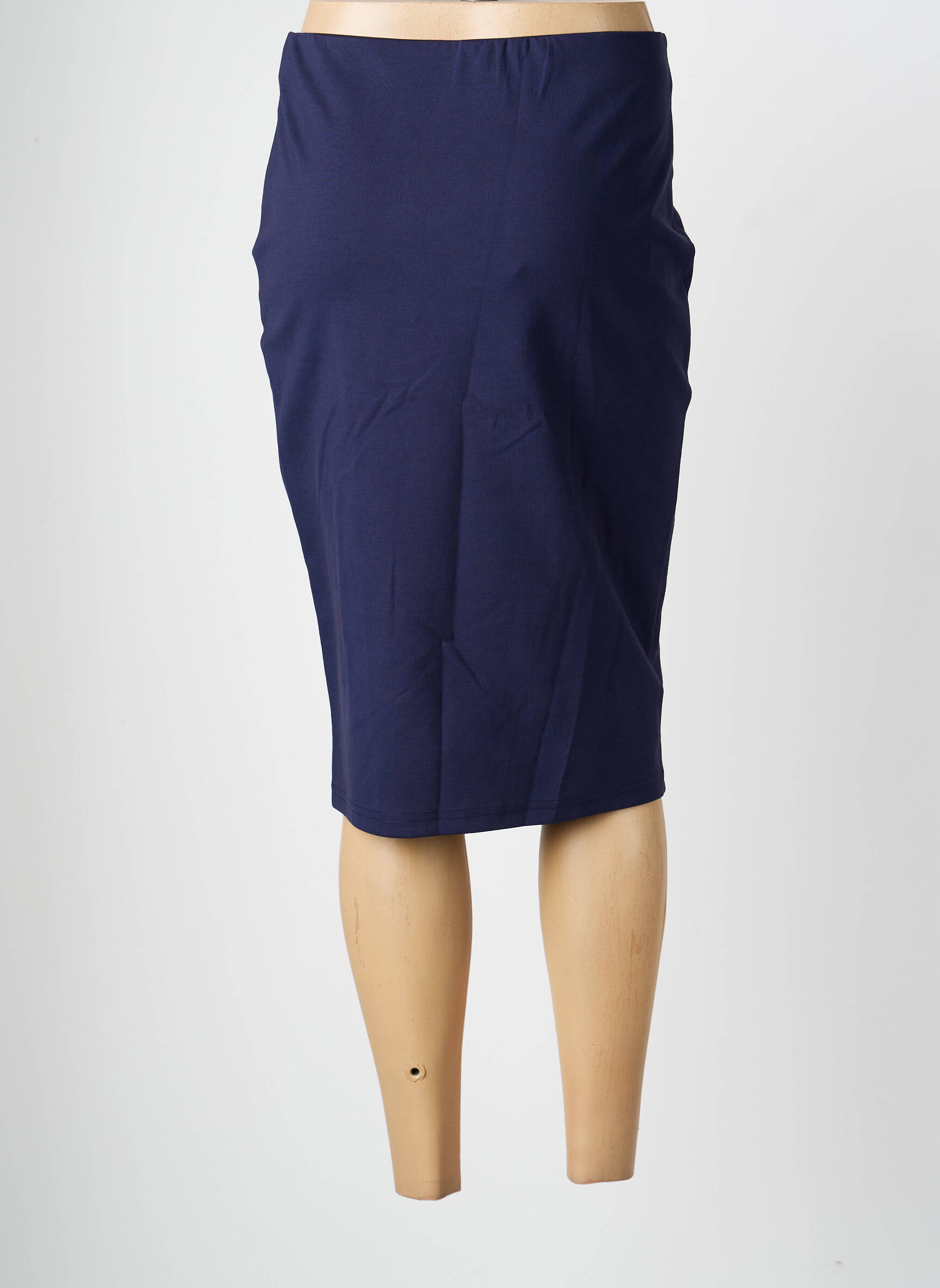 Jupe mi-longue stretch bleu PAUSE CAFE femme