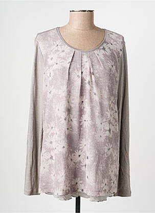 Top tissage crêpe manches longues gris OLSEN femme