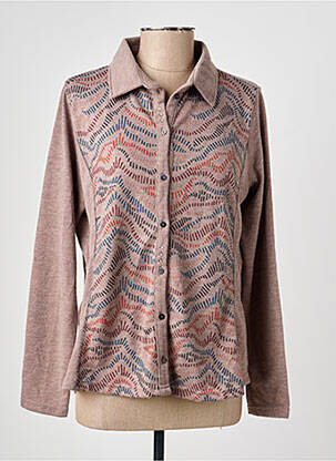 Veste casual col chemisier marron I.ODENA femme