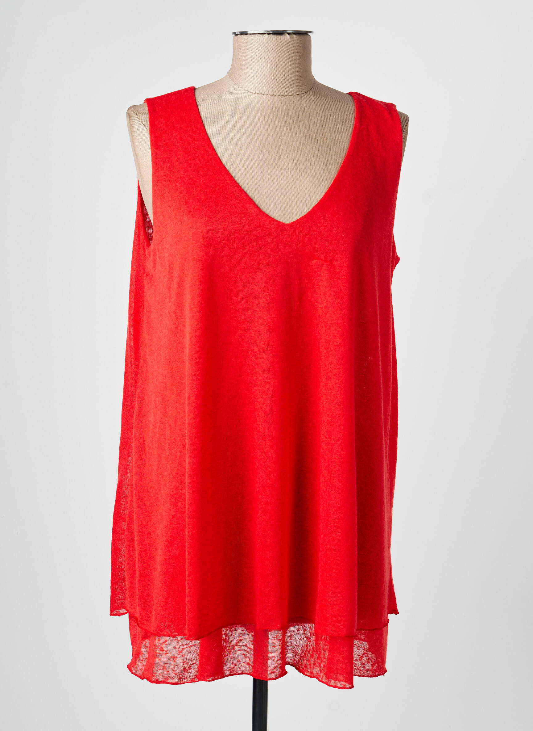 Top stretch sans manche rouge FA CONCEPT femme