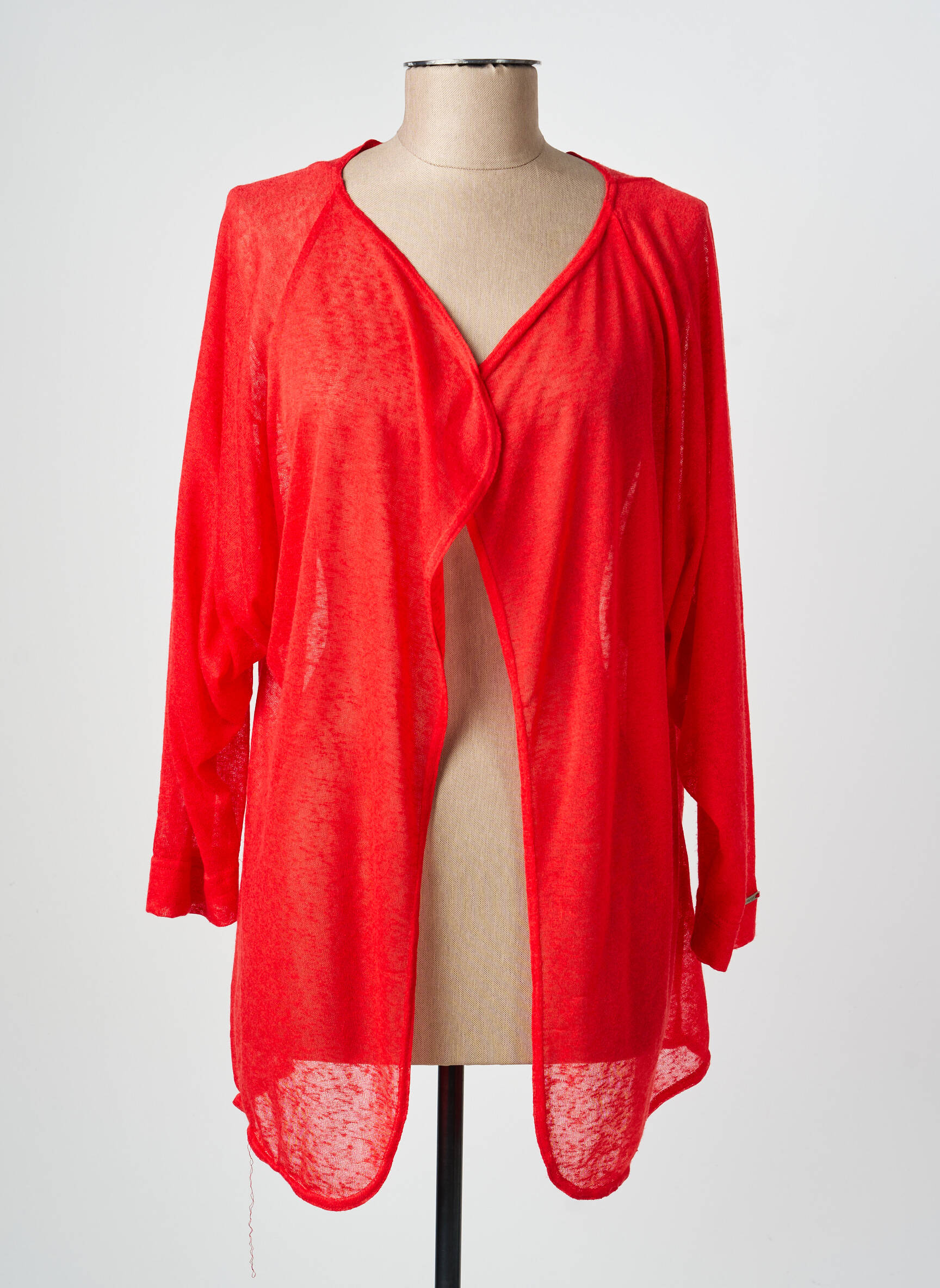 Gilet manches longues col châle rouge FA CONCEPT femme