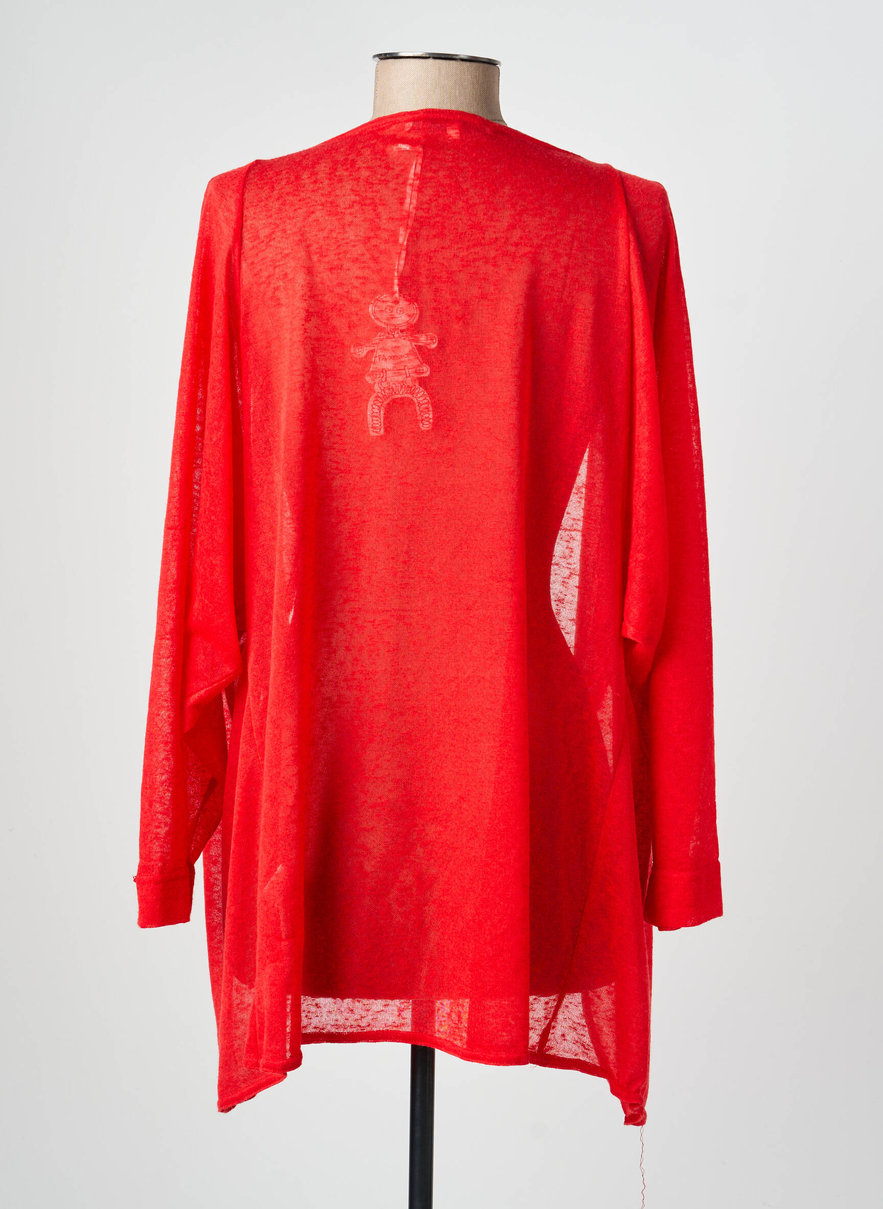 Gilet manches longues col châle rouge FA CONCEPT femme