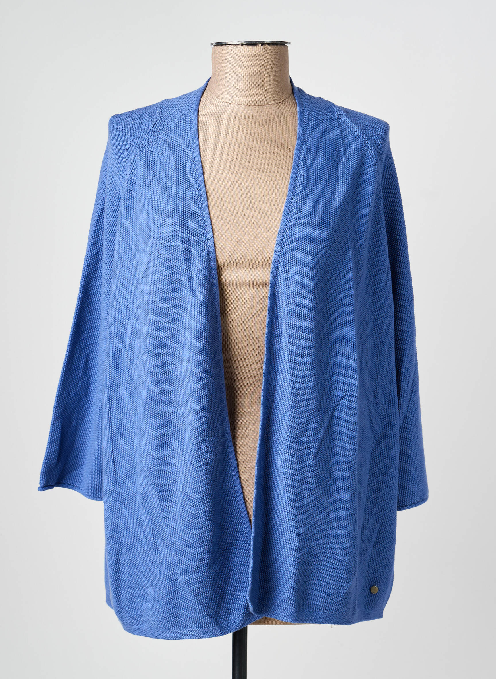 Gilet manches longues col châle bleu OLSEN femme