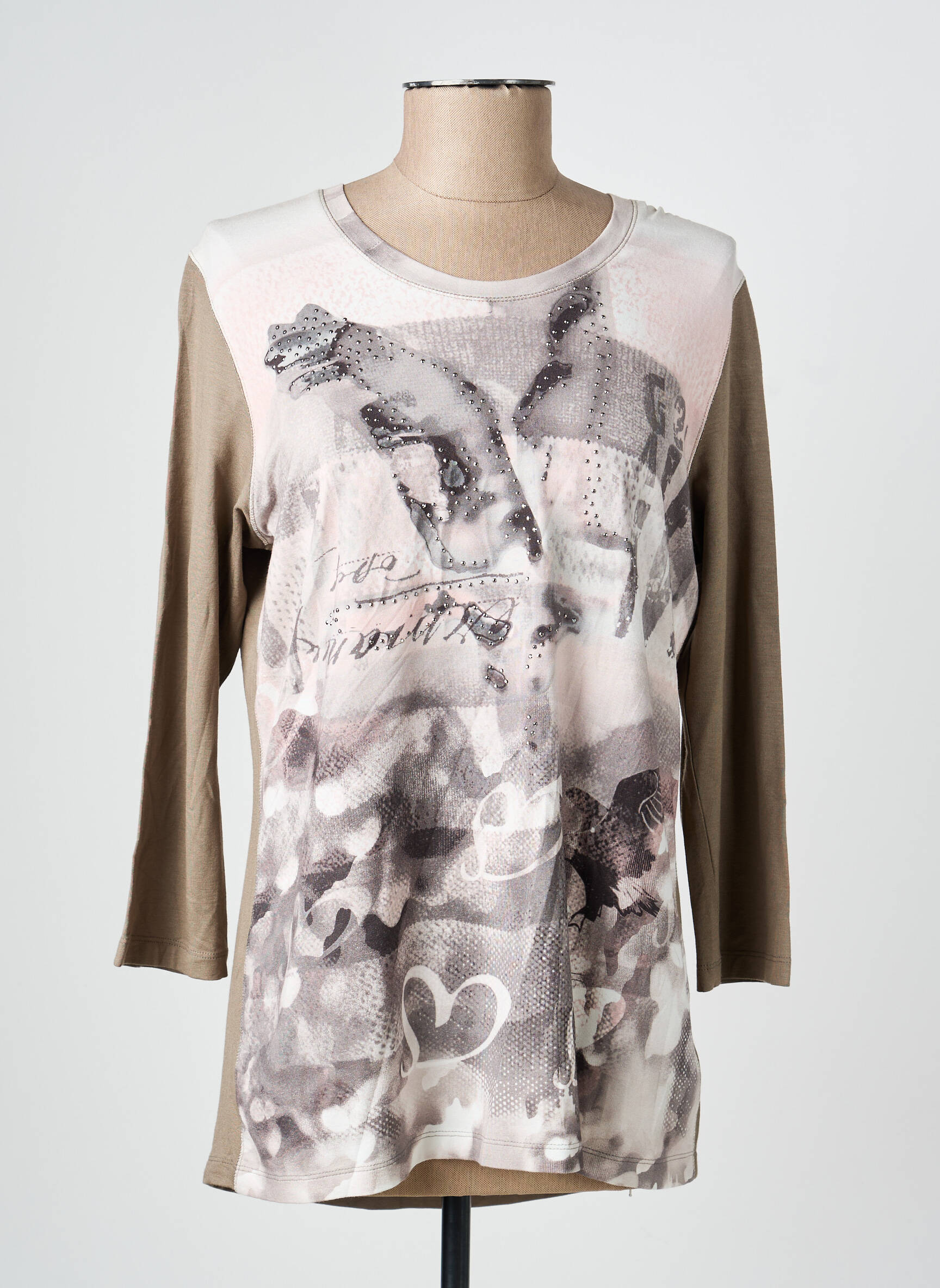 Top tissage jersey manches longues beige THOMAS RABE femme