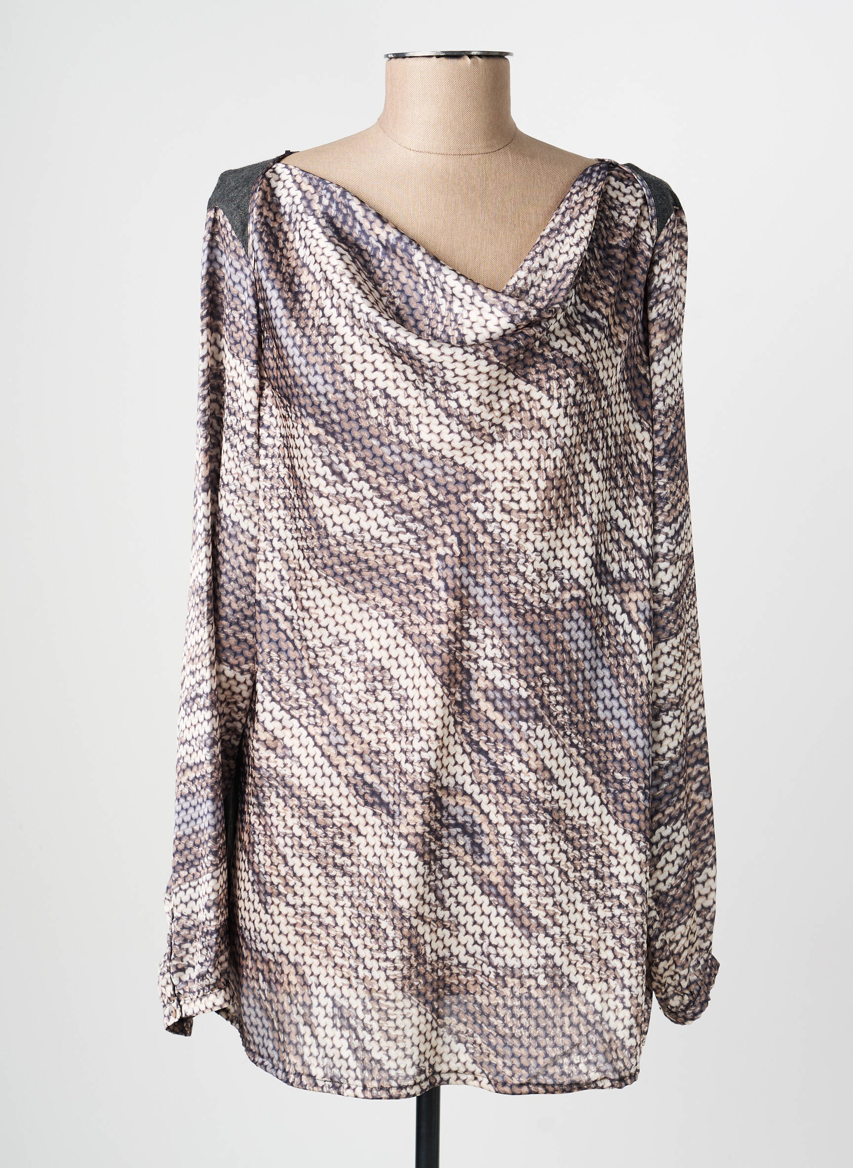 Top imprimé fantaisie manches longues gris OLSEN femme
