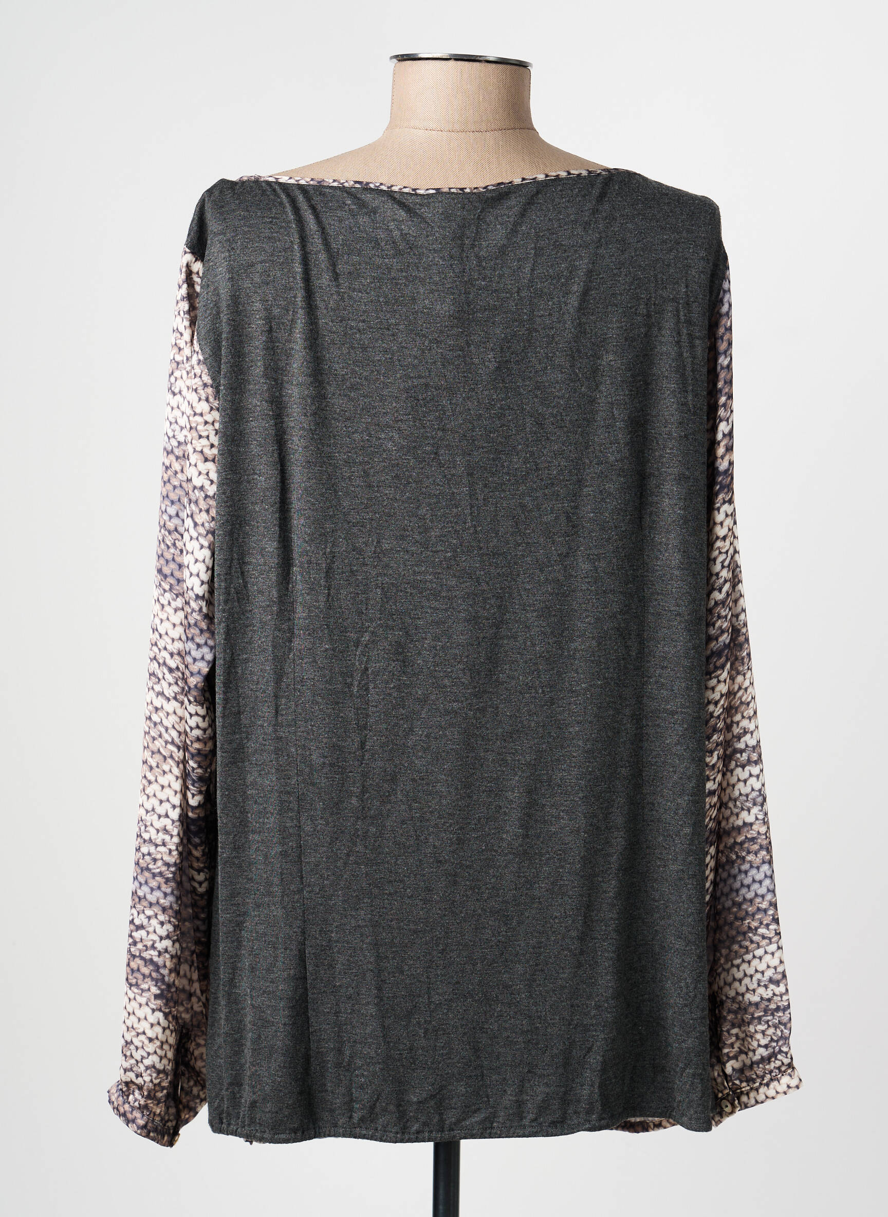 Top imprimé fantaisie manches longues gris OLSEN femme