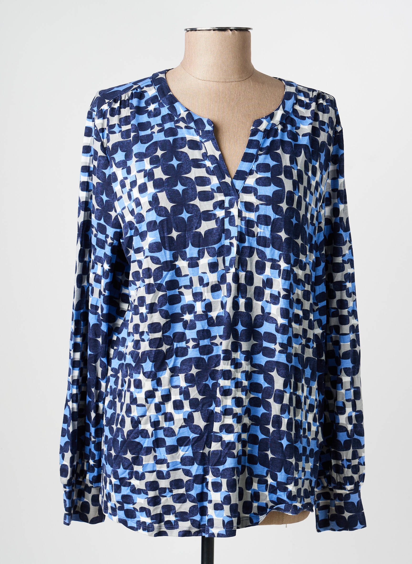 Blouse imprimé fantaisie manches longues bleu OLSEN femme