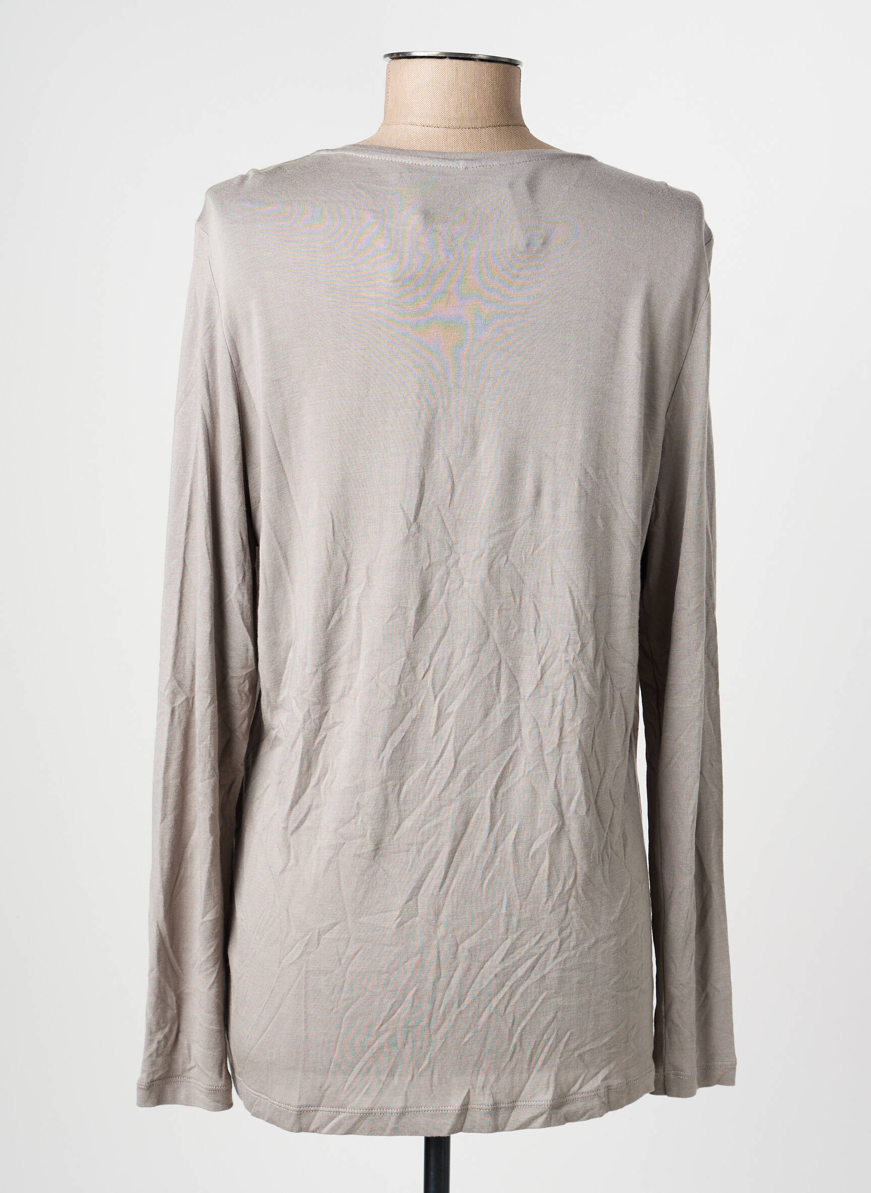 Top tissage crêpe manches longues gris OLSEN femme